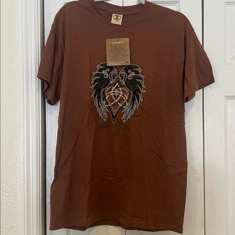 Celtic art studio ravens heart Brown Graphic T-Shirt